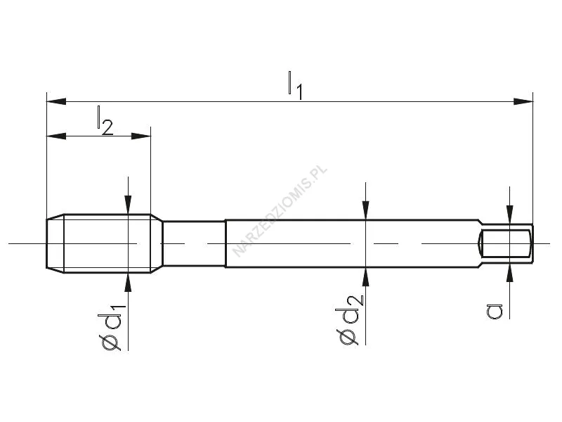 Rysunek techniczny: Gwintownik maszynowy wysokowydajny NGMm/1 DIN 374/1-B M30x2 6H HSSE INOX